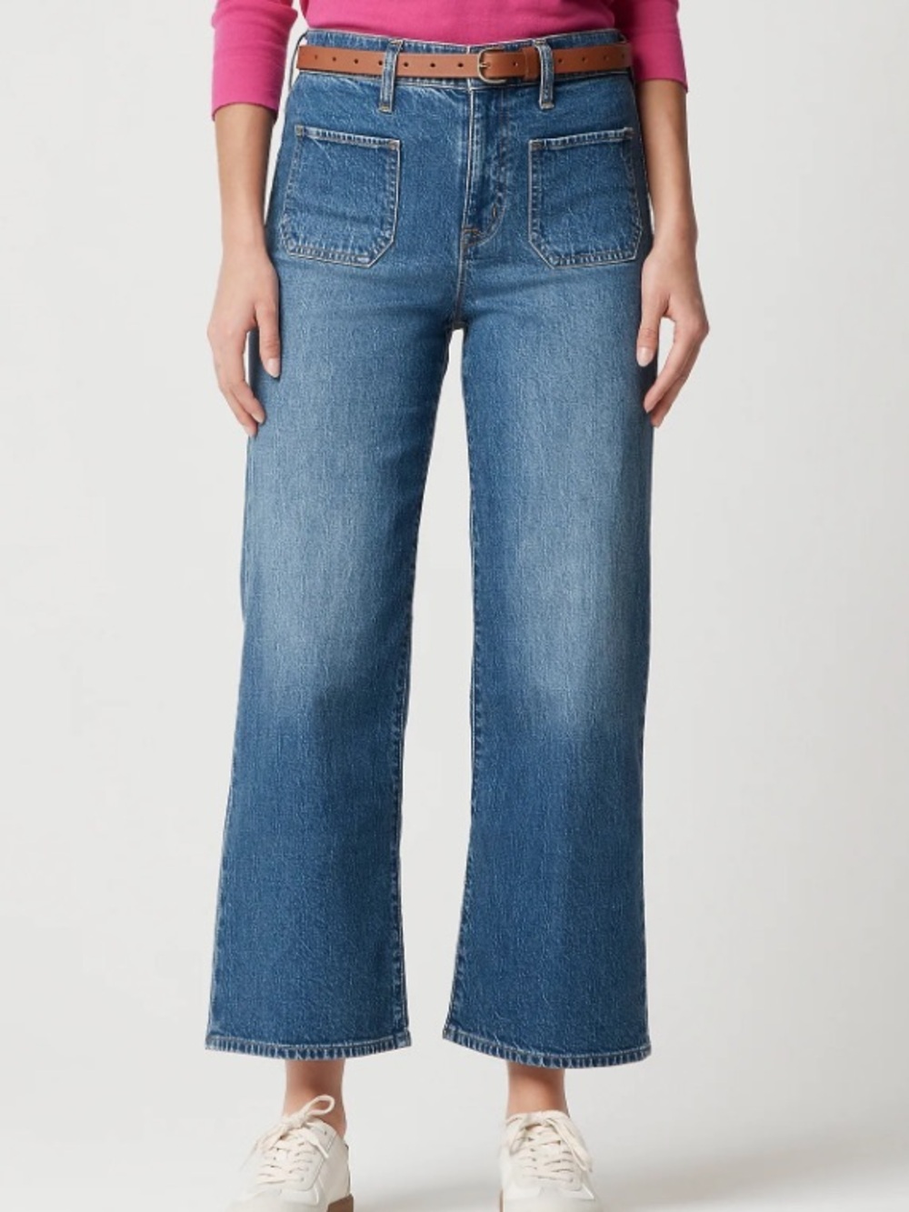 J crew evening wash wide-leg cropped patch-pocket jean in all-day stretch